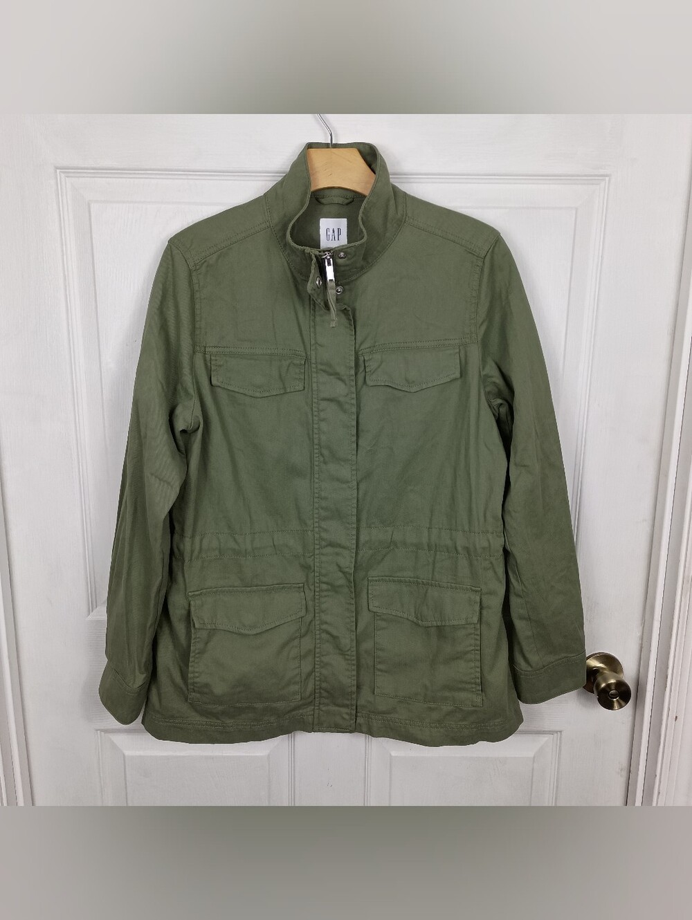 Gap Military Utility Jacket Womens Medium Green Interior Cinch Waist Pockets